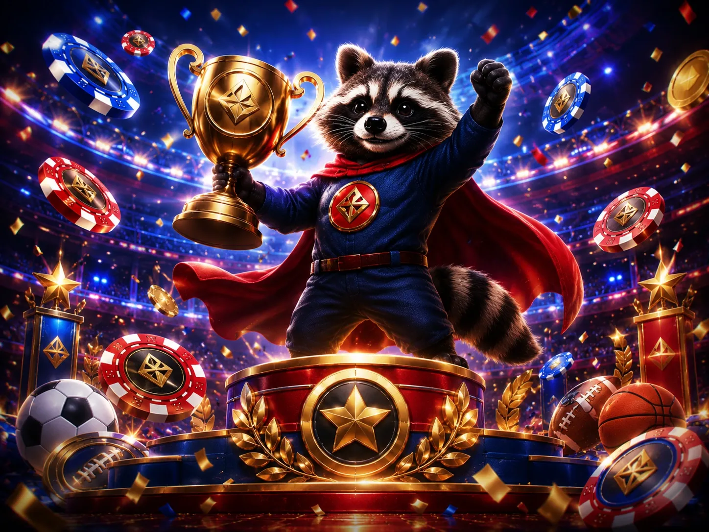 Champion raccoon casino sports trophy